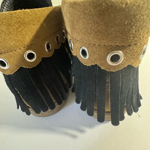 Coach Roccasin Cut Out Brown Suede Ankle Boot with Studs and Fringe - Picture 3 of 4